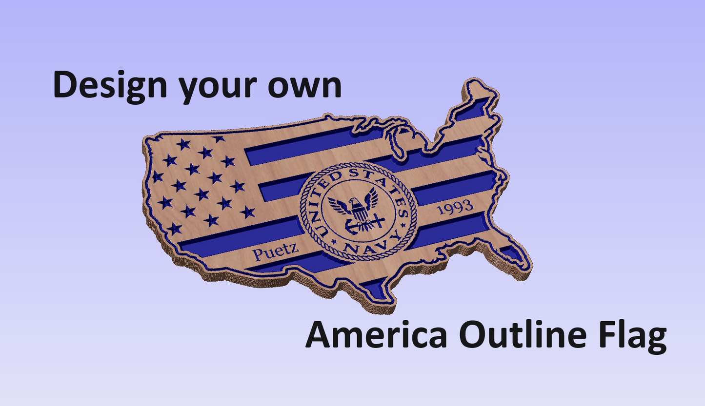 Custom 12x20 America Outline Flag