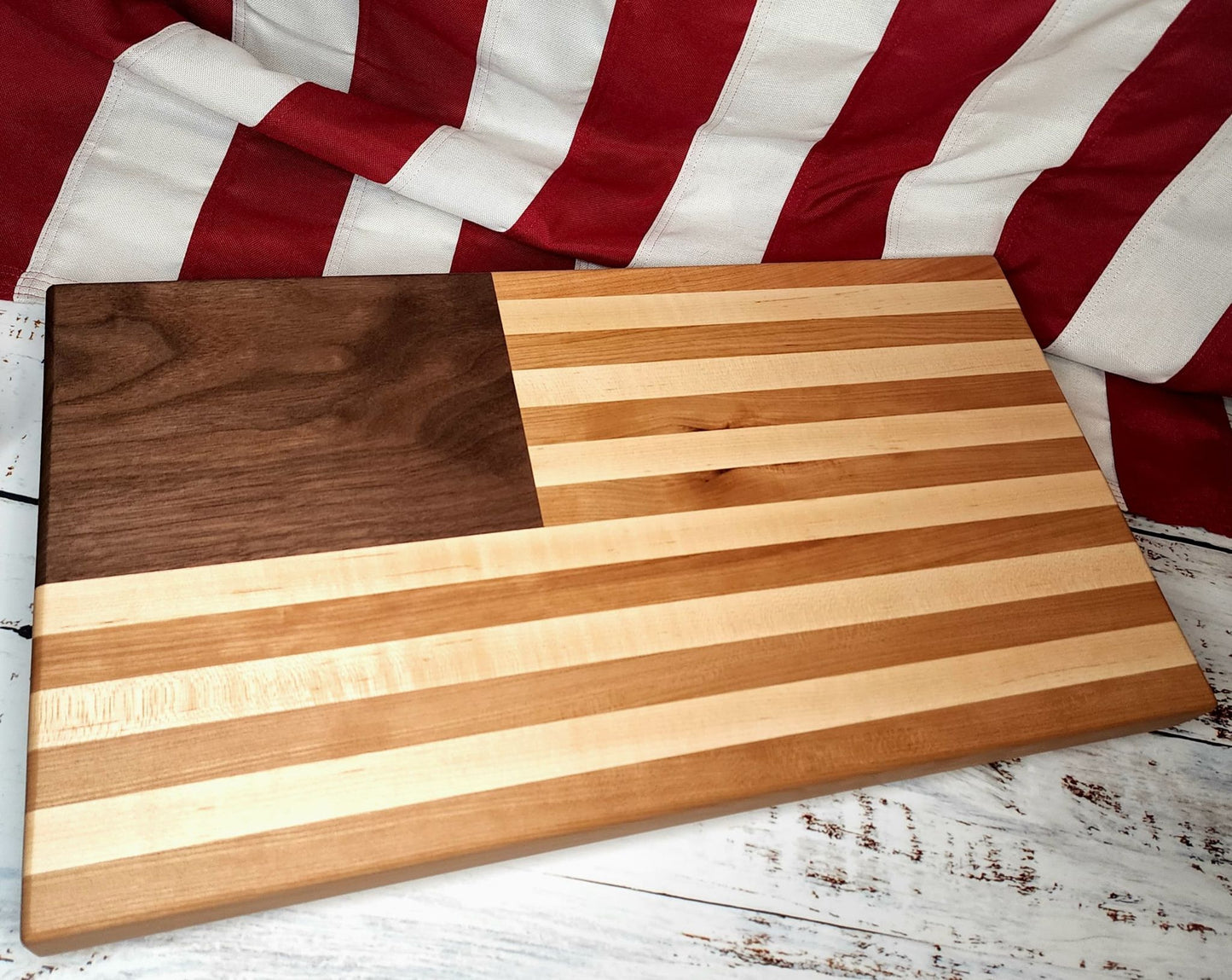 U.S. Flag Edge Grain Cutting Board